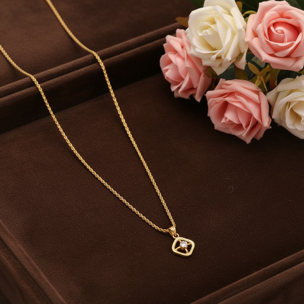 MICRO GOLD PLATED DIAMOND PENDANT SHORT CHAIN