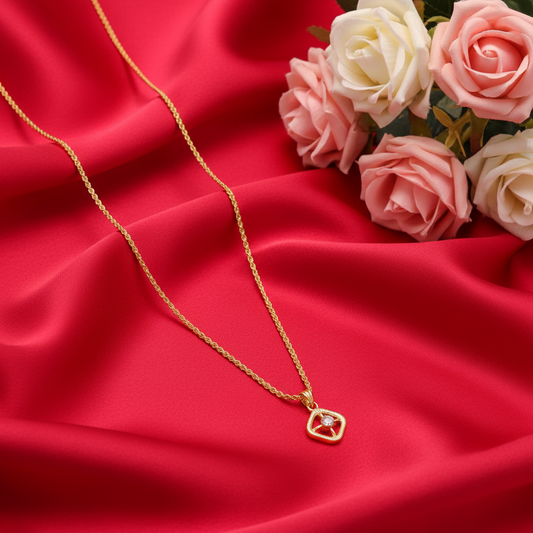 22K GOLD LOOK DIAMOND PENDANT SHORT CHAIN