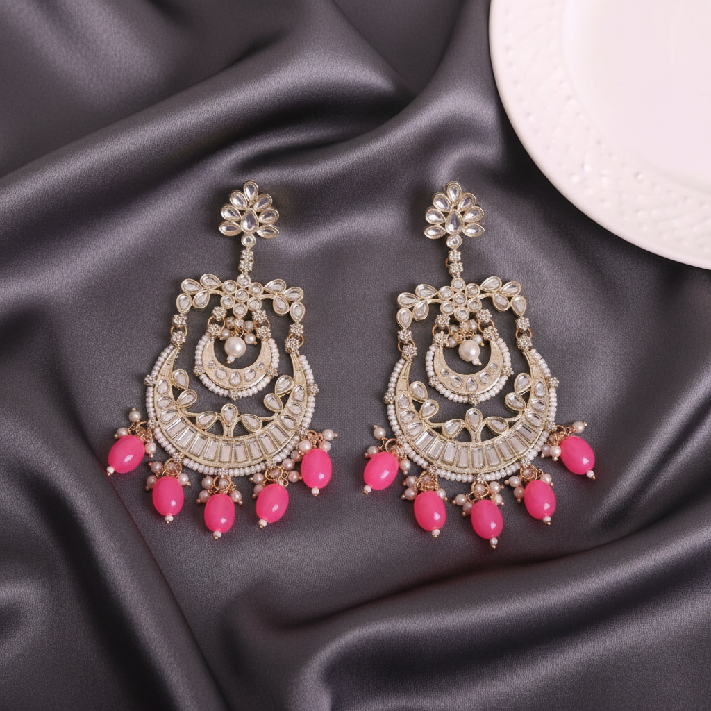 PINK SAHANA CHANDBALI EARRINGS