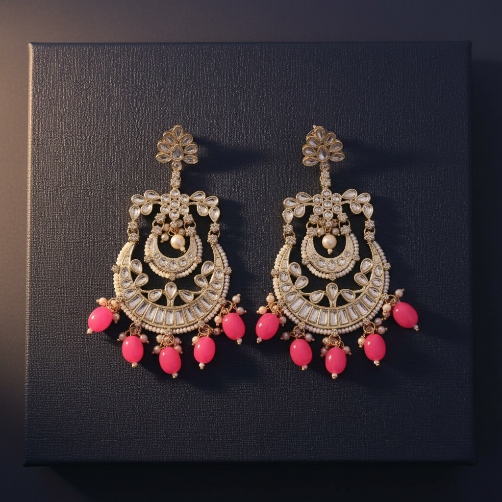 PINK SAHANA CHANDBALI EARRINGS