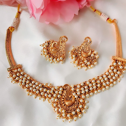 IVORY CHAITALI TEMPLE JEWELLERY SET