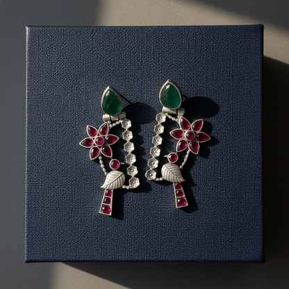 RUBY BIRD SILVER PLATED EARRINGS