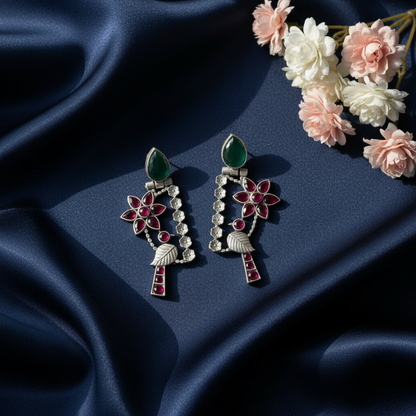 RUBY BIRD SILVER PLATED EARRINGS