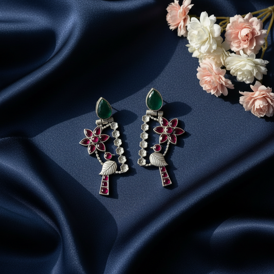 RUBY BIRD SILVER PLATED EARRINGS