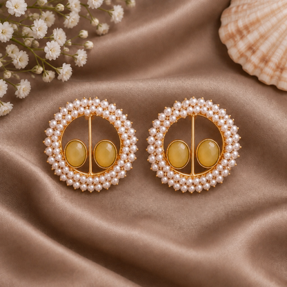 YELLOW PEARL STUD EARRINGS