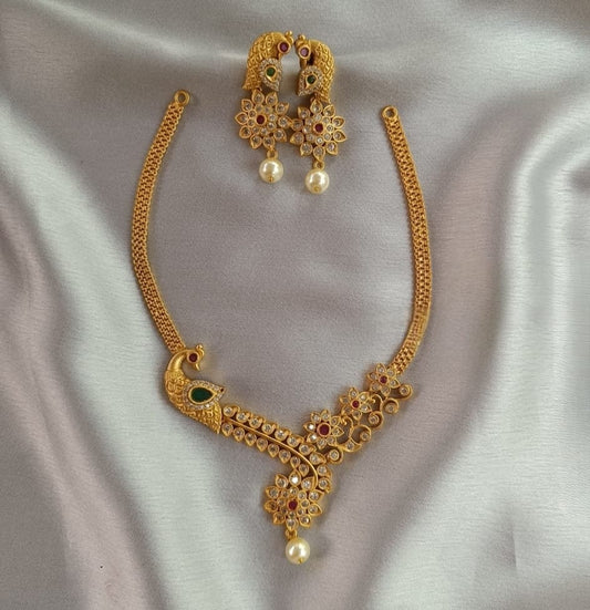 GOLDEN ROMINI TEMPLE JEWELLERY SET