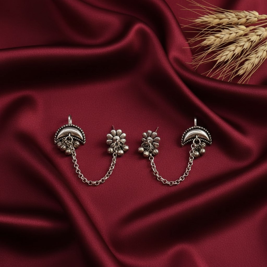 ORIGINAL SILVER CHANDRAMA EARCUFF  EARRINGS