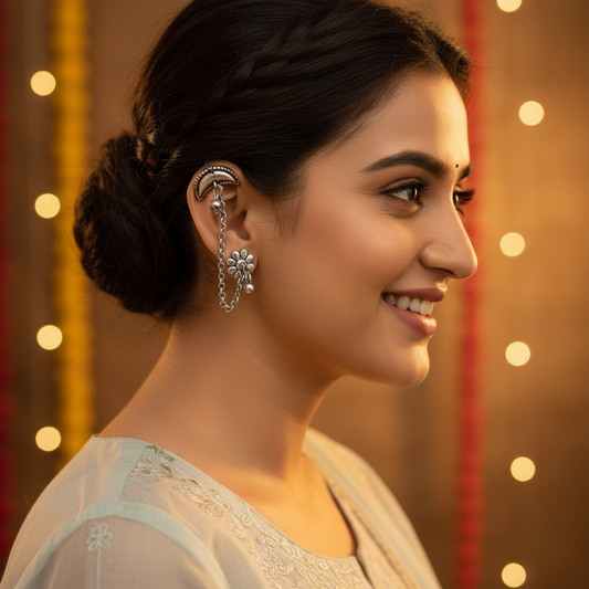 ORIGINAL SILVER CHANDRAMA EARCUFF  EARRINGS
