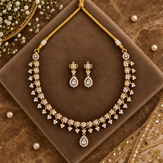 GOLDEN SRILEELA ZIRCONIA JEWELLERY SET