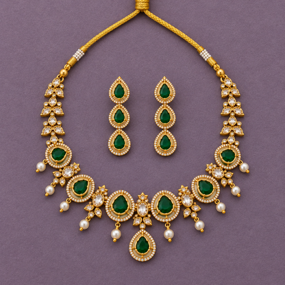 EMERALD IKSHITA ZIRCONIA JEWELLERY SET