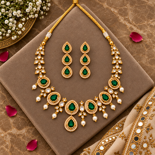 EMERALD IKSHITA ZIRCONIA JEWELLERY SET
