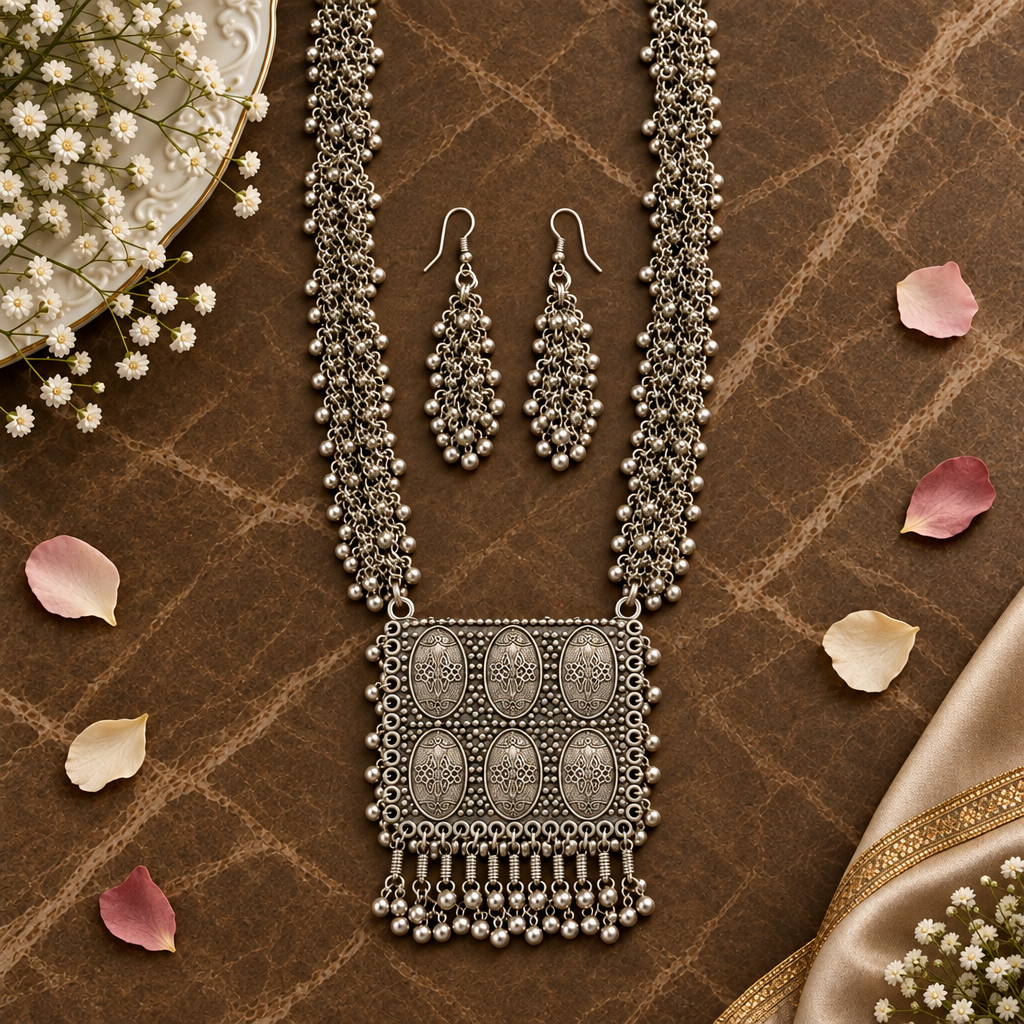 CHETANA SILVER PLATED JEWELLERY SET