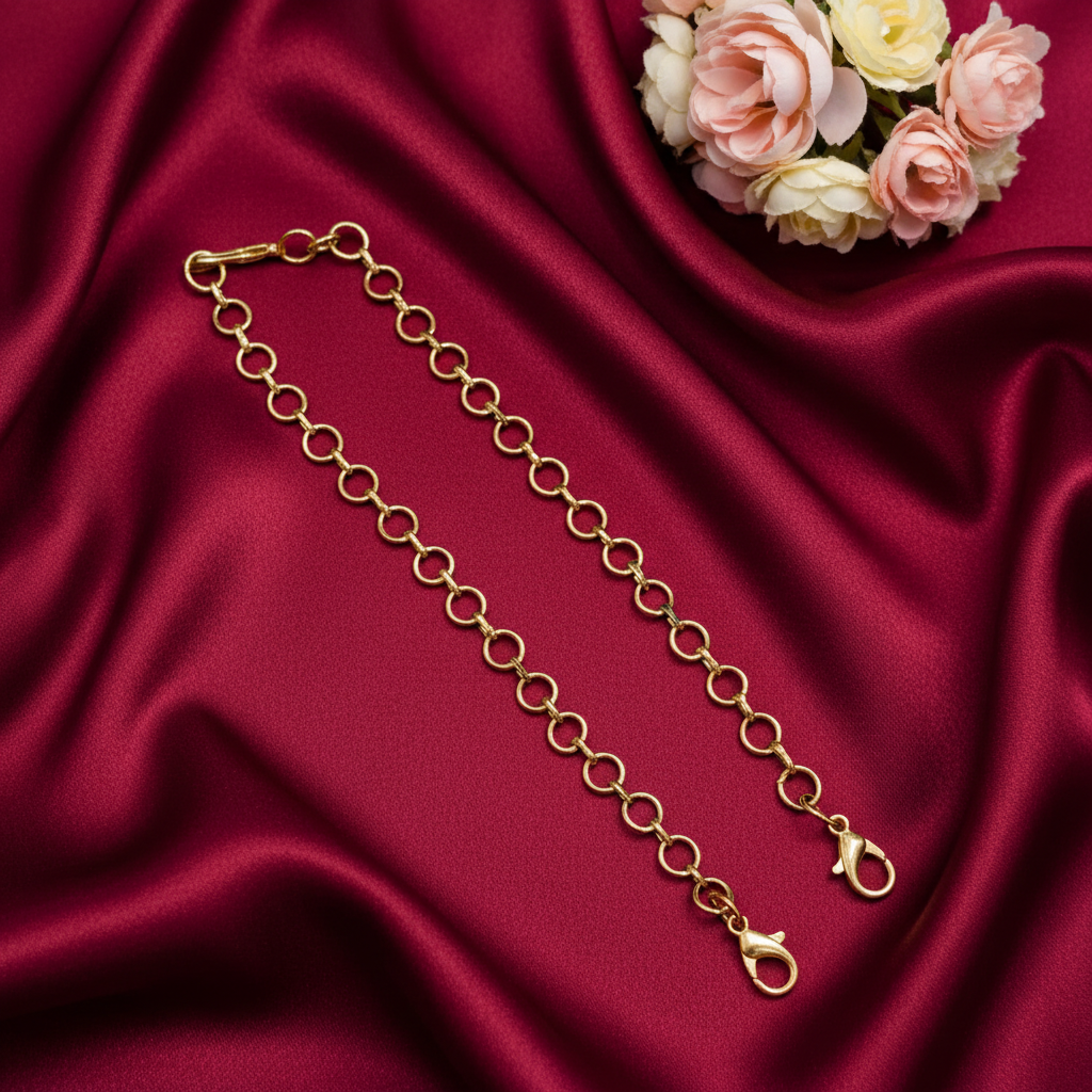 18K MATT GOLD POLISH NECKLACE BACK CHAIN - WITH FISH HOOK