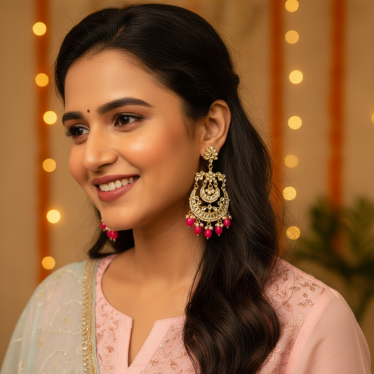 FUSCHIA SAHANA CHANDBALI EARRINGS