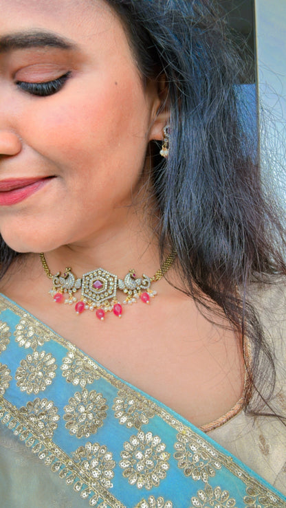 PINK PRIYALA VICTORIAN JEWELLERY SET