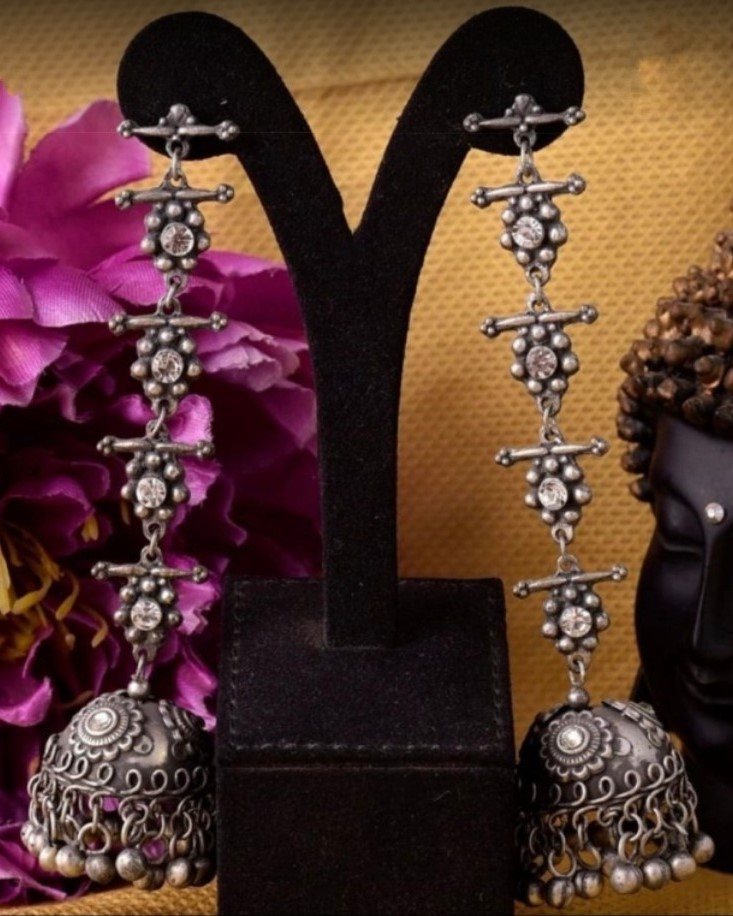 DAYAMAI SILVER PLATED JHUMKI