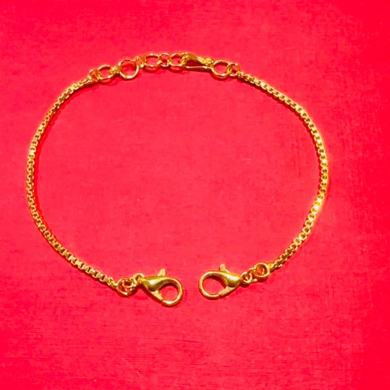 18K GOLD POLISH BOX TYPE NECKLACE BACK CHAIN - WITH FISH HOOK