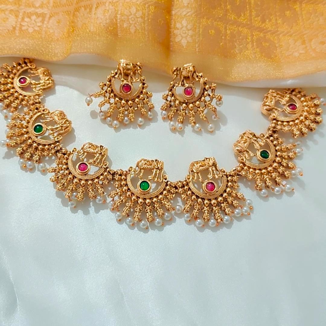 GOLDEN GAJAH TEMPLE JEWELLERY SET
