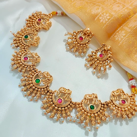 GOLDEN GAJAH TEMPLE JEWELLERY SET