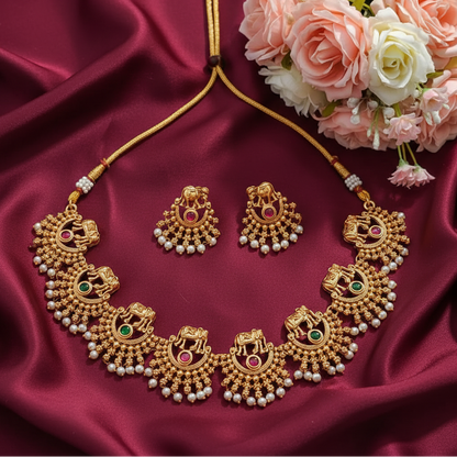 GOLDEN GAJAH TEMPLE JEWELLERY SET