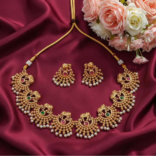 GOLDEN GAJAH TEMPLE JEWELLERY SET