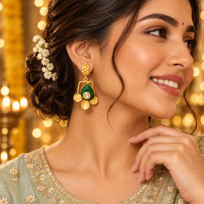 EMERALD DROP DANGLER EARRINGS