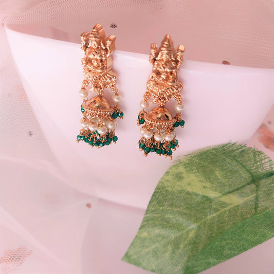 EMERALD SARAS TEMPLE JHUMKI