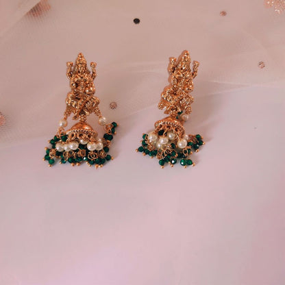 EMERALD SARAS TEMPLE JHUMKI