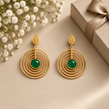 EMERALD SPIRAL STONE EARRINGS