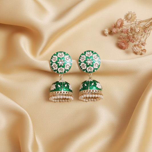 EMERALD TURABA KUNDAN JHUMKI EARRINGS