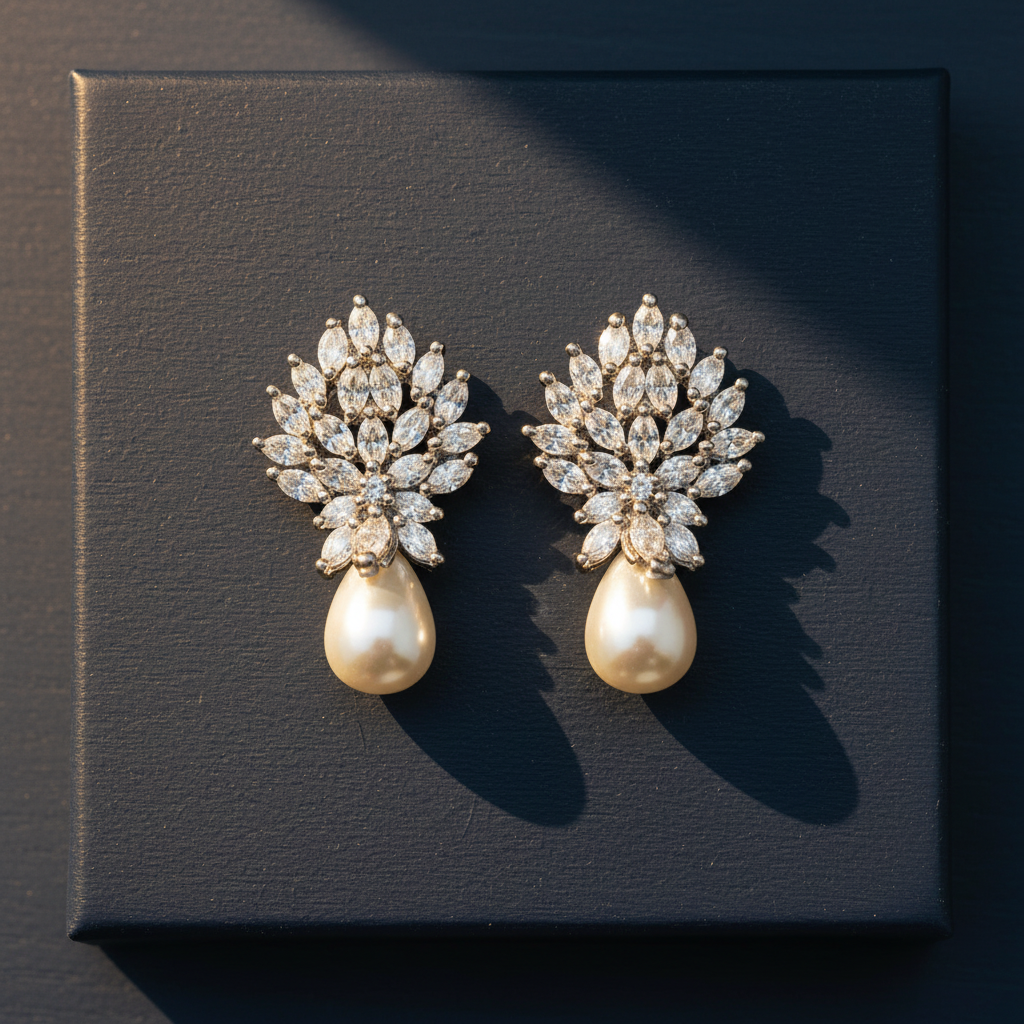 SILVER CHERYL ZIRCONIA STUD  EARRINGS