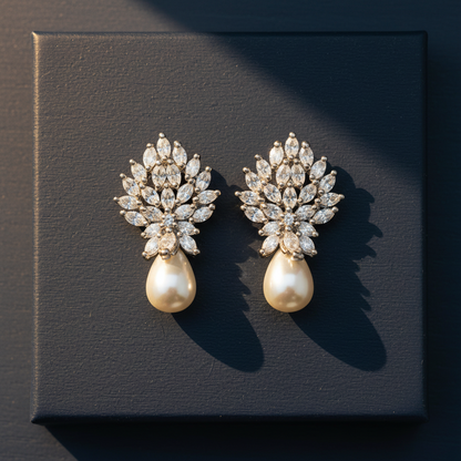 SILVER CHERYL ZIRCONIA STUD  EARRINGS