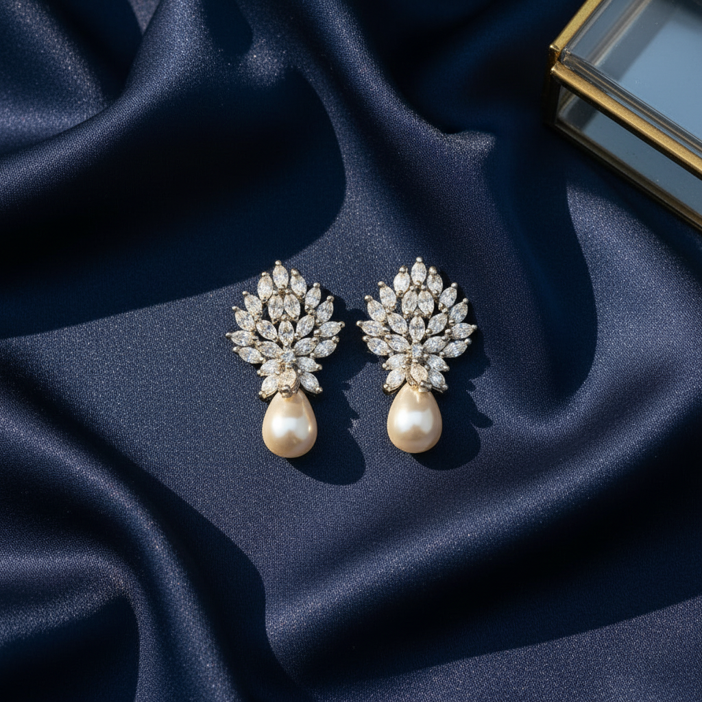 SILVER CHERYL ZIRCONIA STUD  EARRINGS
