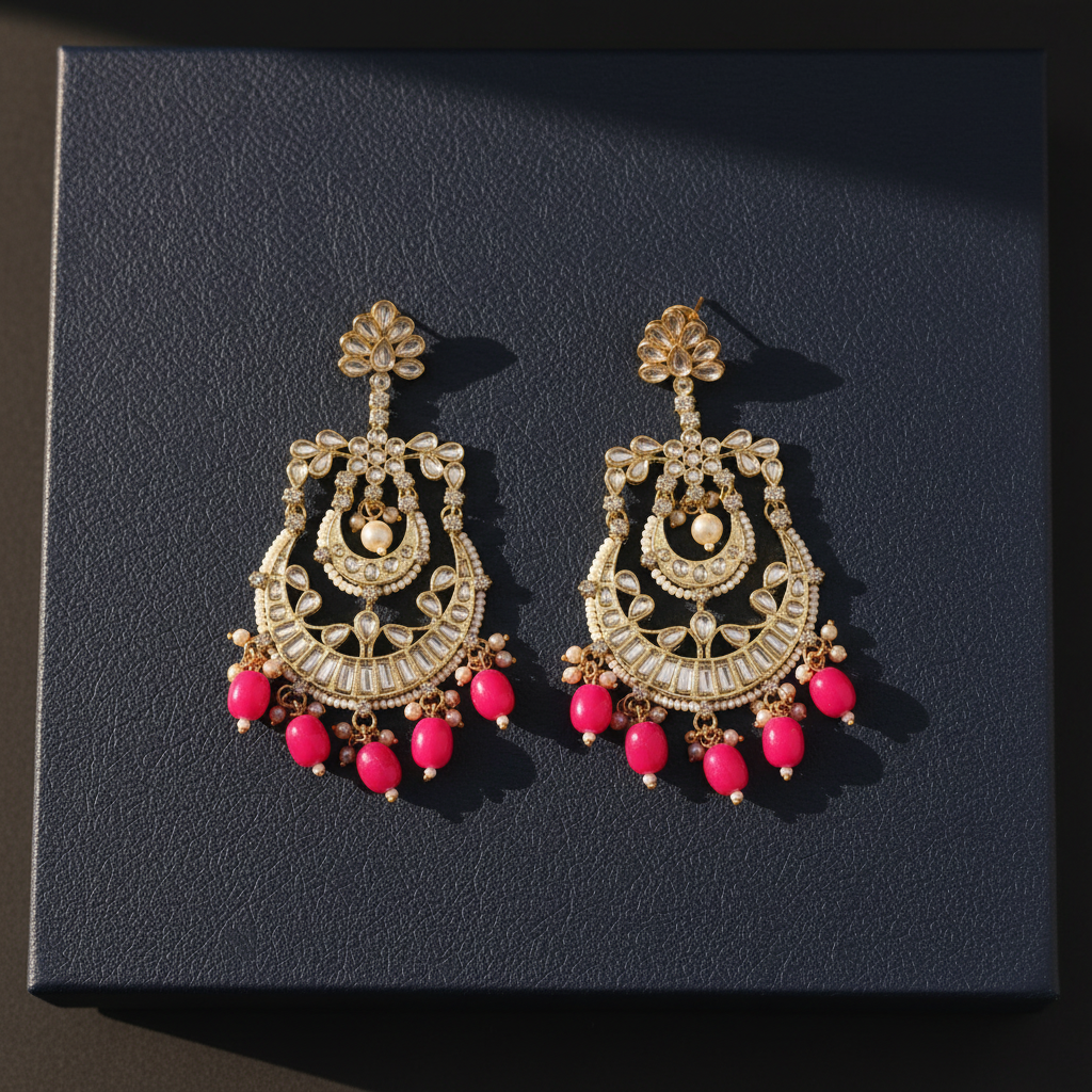FUSCHIA SAHANA CHANDBALI EARRINGS