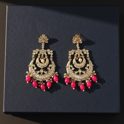 FUSCHIA SAHANA CHANDBALI EARRINGS