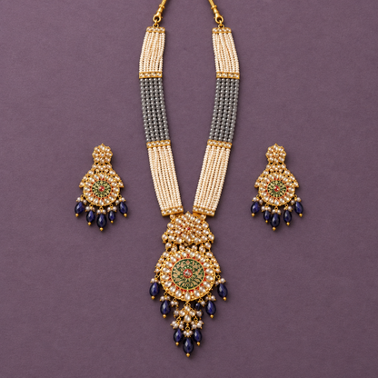 GREY NILAN KUNDAN JEWELLERY SET