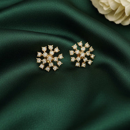 DIAMOND HIRA SIXTEEN STONE STUD EARRINGS