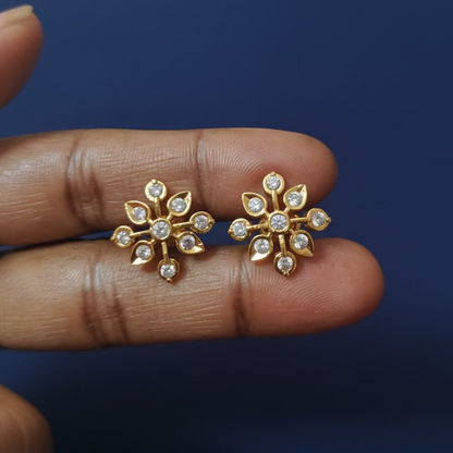 DIAMOND SANGRIA NINE STONE STUD EARRINGS