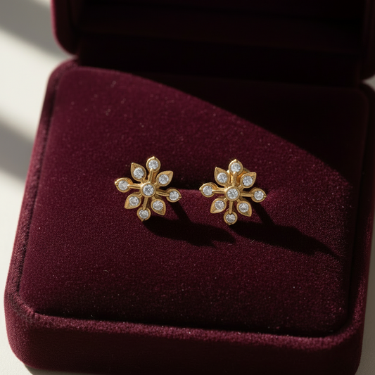 DIAMOND SANGRIA NINE STONE STUD EARRINGS