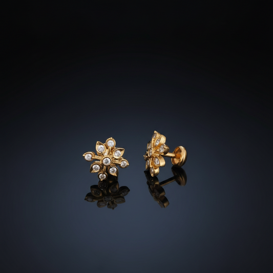 DIAMOND SANGRIA NINE STONE STUD EARRINGS