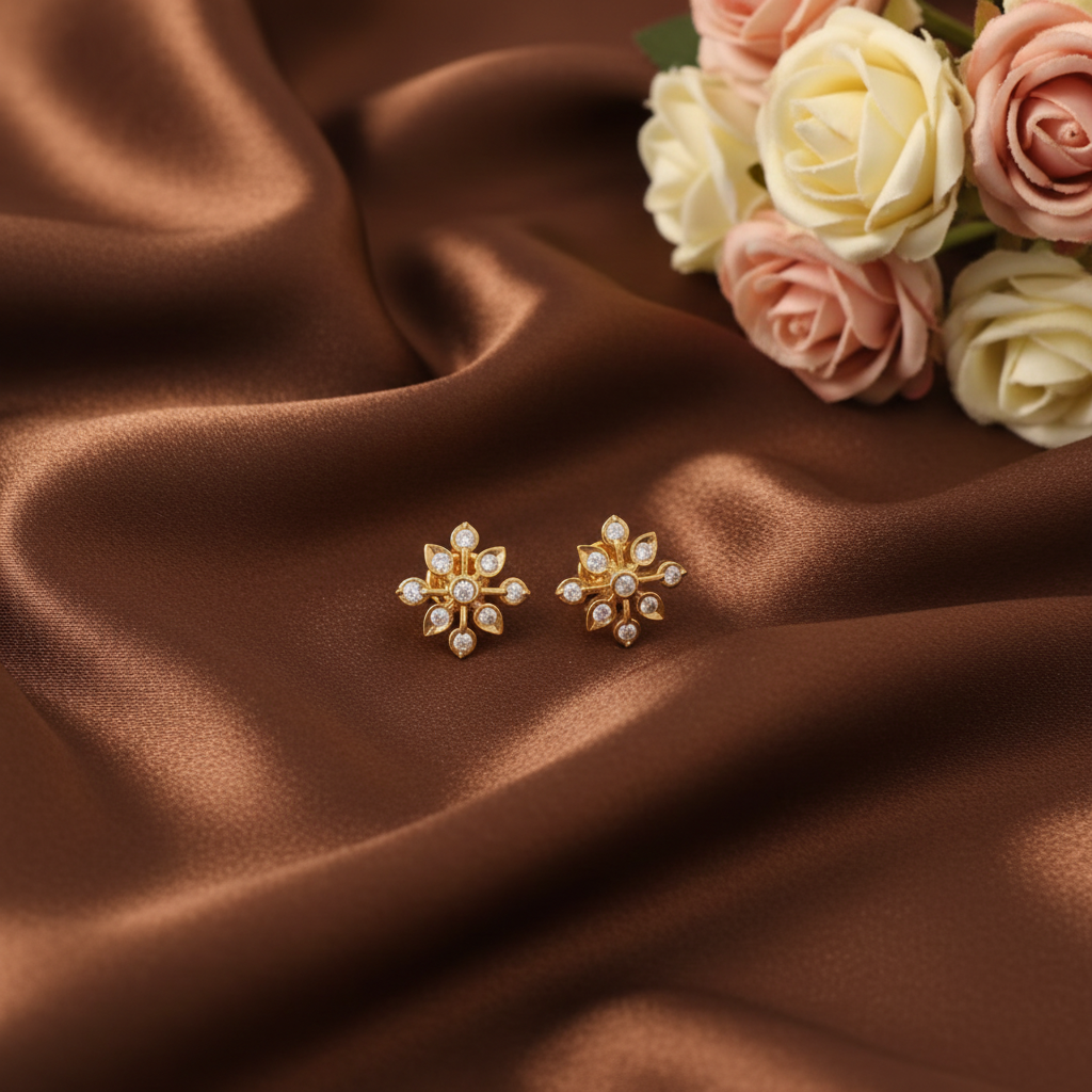DIAMOND SANGRIA NINE STONE STUD EARRINGS