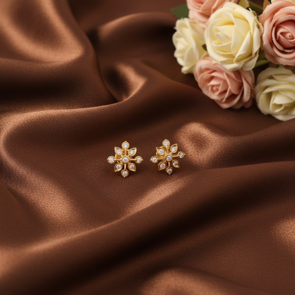 DIAMOND SANGRIA NINE STONE STUD EARRINGS