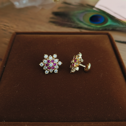 RUBY DIAMOND INDUJA STUD EARRINGS