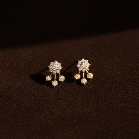 DIAMOND FLOWER POOMAARI DETACHABLE STUD EARRINGS