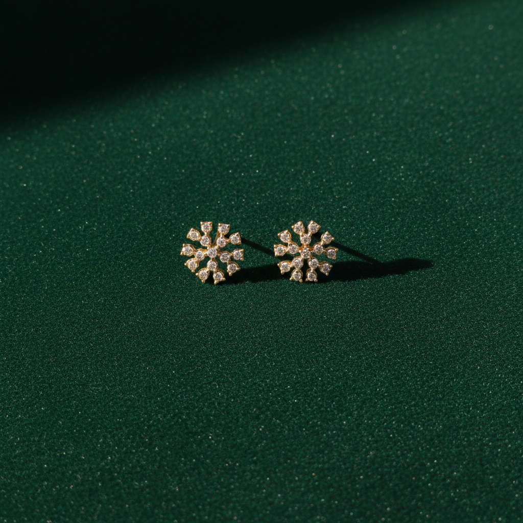 DIAMOND HIRA NEW SIXTEEN STONE STUD EARRINGS
