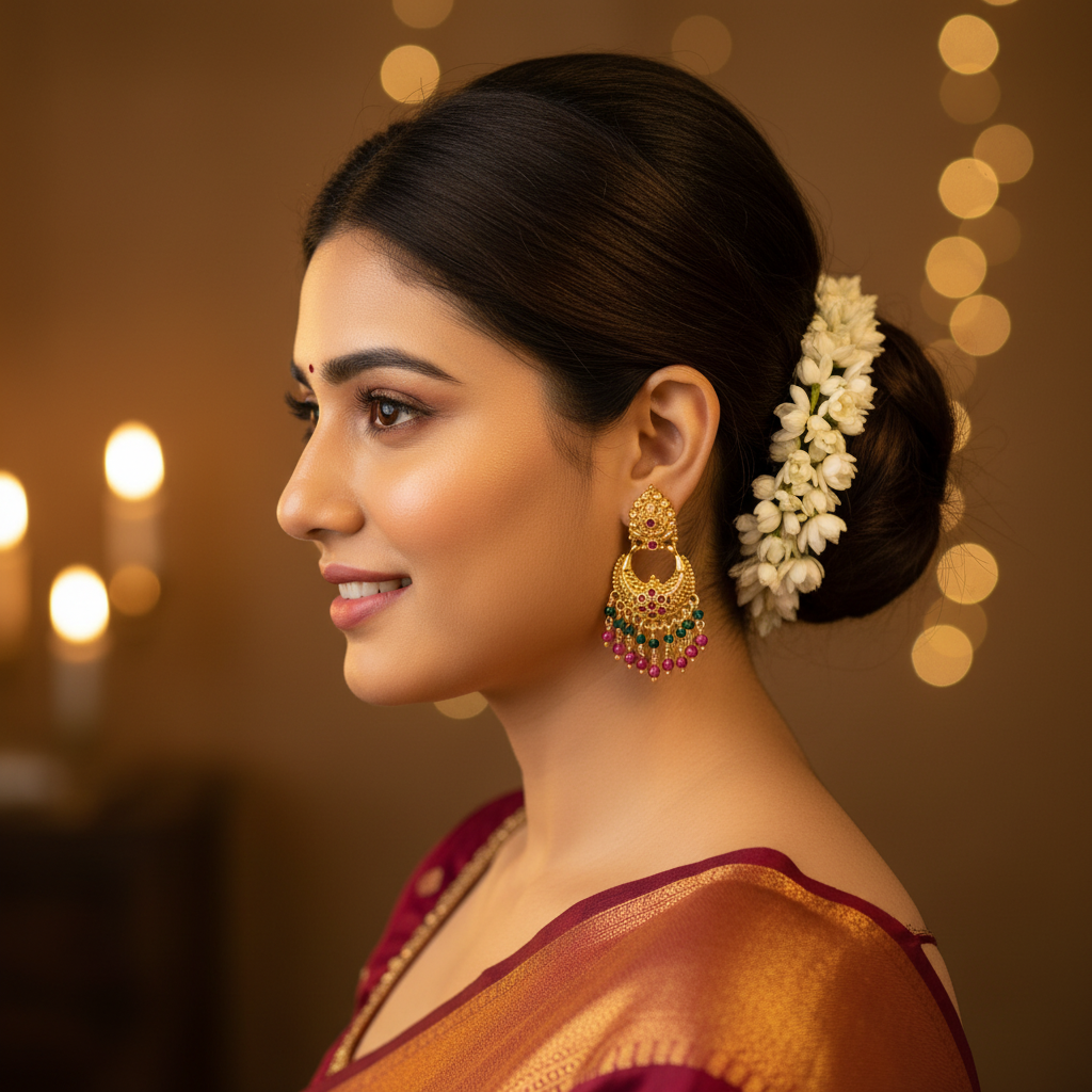 MULTICOLOR MOHANA PANCHALOHA CHANDBALI EARRINGS