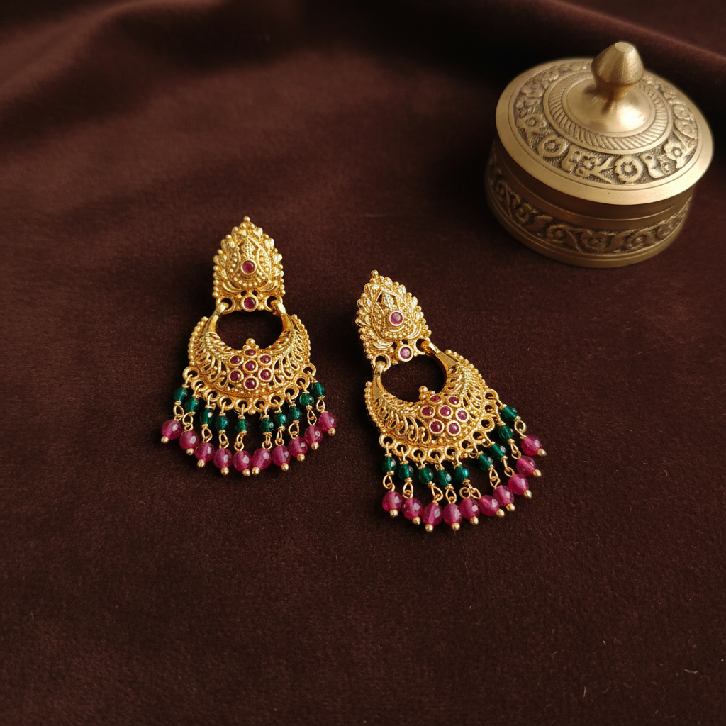 MULTICOLOR MOHANA PANCHALOHA CHANDBALI EARRINGS