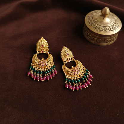 MULTICOLOR MOHANA PANCHALOHA CHANDBALI EARRINGS