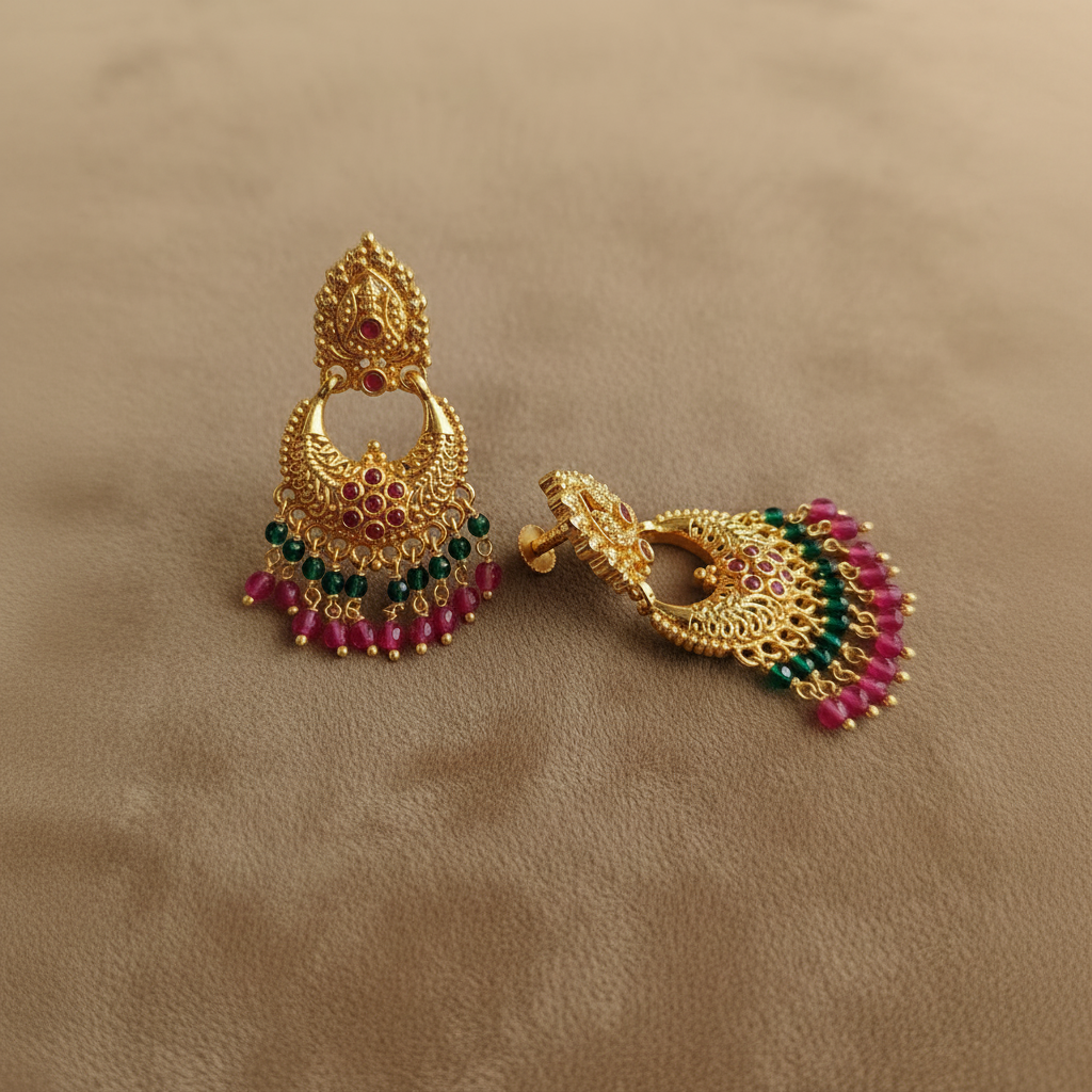 MULTICOLOR MOHANA PANCHALOHA CHANDBALI EARRINGS
