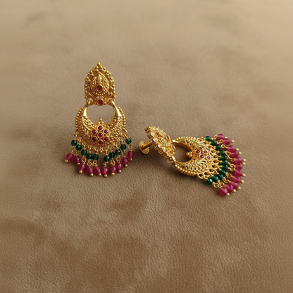 MULTICOLOR MOHANA PANCHALOHA CHANDBALI EARRINGS